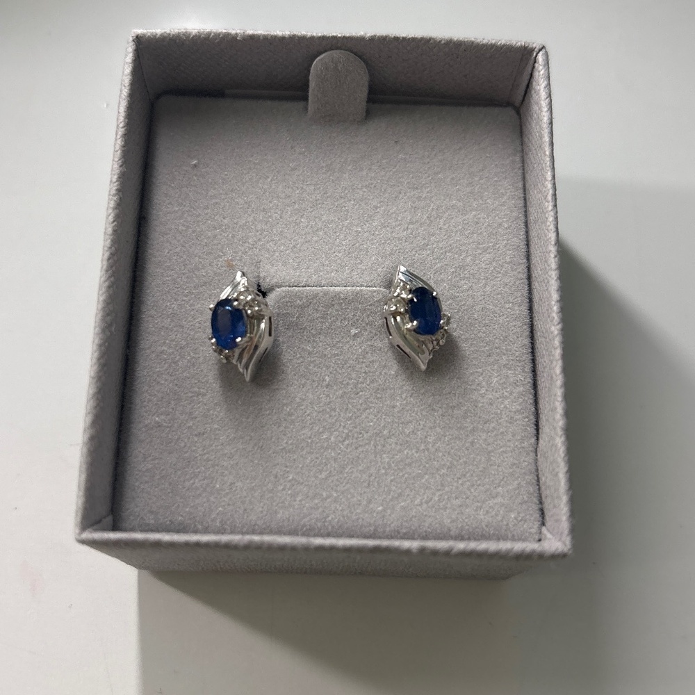 REAL sapphire and diamond studs